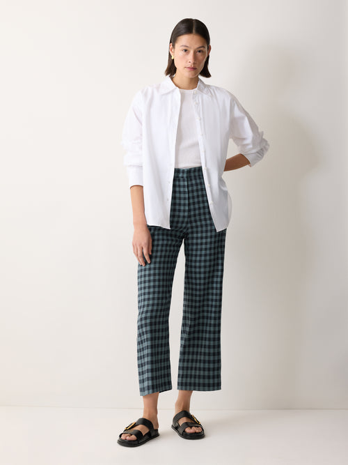 Dale Linen Check Trouser | Blue