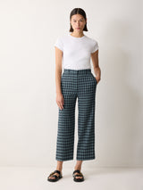 Dale Linen Check Trouser | Blue