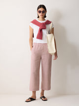 Mara Linen Checked Trouser | Pink
