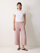 Mara Linen Checked Trouser | Pink