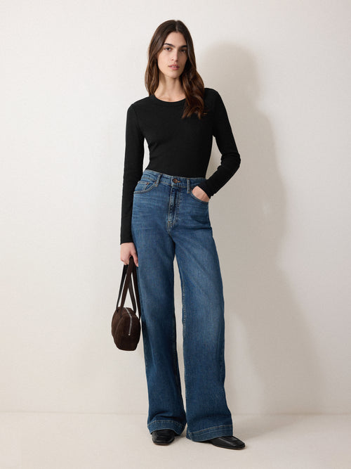 Long Sleeve Fine Cotton Baby Tee | Black