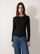 Long Sleeve Fine Cotton Baby Tee | Black