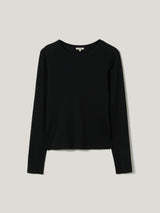 Long Sleeve Fine Cotton Baby Tee | Black