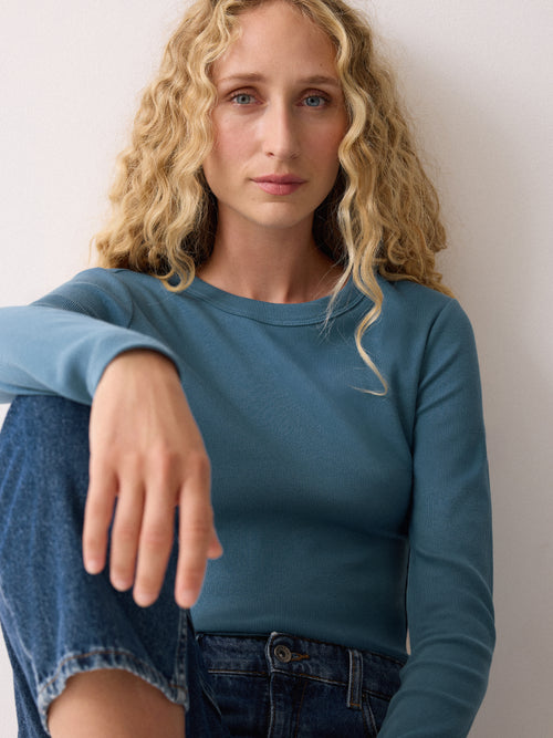 Long Sleeve Fine Cotton Baby Tee | Blue