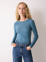 Long Sleeve Fine Cotton Baby Tee | Blue