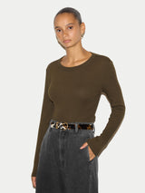 Long Sleeve Fine Cotton Baby T-shirt | Olive