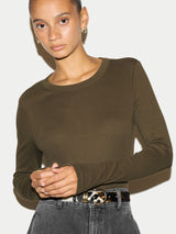 Long Sleeve Fine Cotton Baby T-shirt | Olive