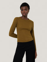 Long Sleeve Fine Cotton Baby Tee | Khaki