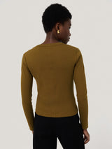 Long Sleeve Fine Cotton Baby Tee | Khaki