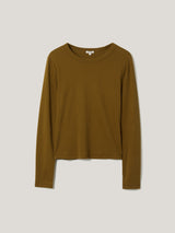 Long Sleeve Fine Cotton Baby Tee | Khaki