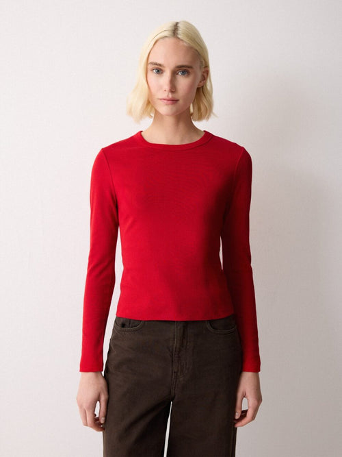 Long Sleeve Fine Cotton Baby Tee | Red