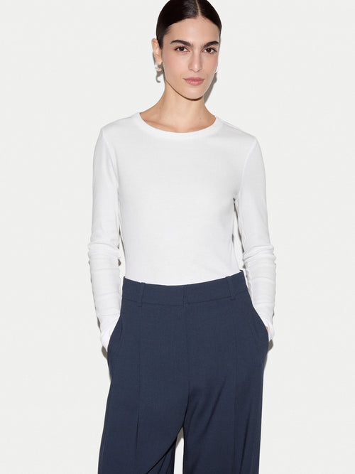 Long Sleeve Fine Cotton Baby T-shirt | White