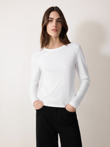 Long Sleeve Fine Cotton Baby Tee | White
