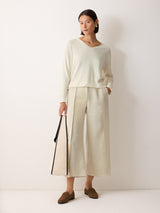Linen Cotton Twist Hem Jumper | Ivory