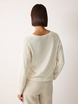 Linen Cotton Twist Hem Jumper | Ivory