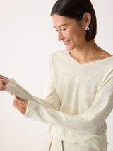 Linen Cotton Twist Hem Jumper | Ivory