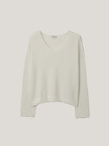 Linen Cotton Twist Hem Jumper | Ivory