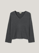 Linen Cotton Twist Hem Jumper | Grey