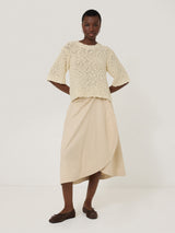 Cotton Blend Boucle T Shirt | Cream