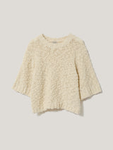 Cotton Blend Boucle T Shirt | Cream