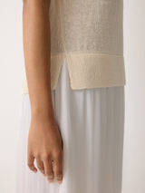 Linen Mixed Media Dress | Neutral