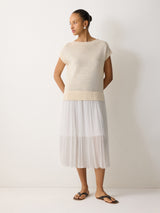 Linen Mixed Media Dress | Neutral