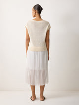 Linen Mixed Media Dress | Neutral