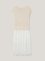 Linen Mixed Media Dress | Neutral