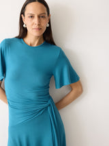 Side Tie Asymmetric Dress | Blue