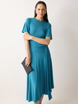 Side Tie Asymmetric Dress | Blue