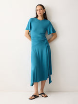 Side Tie Asymmetric Dress | Blue