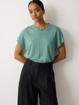 Linen Drape Sleeve Top | Green