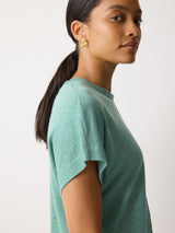 Linen Drape Sleeve Top | Green