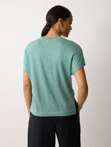 Linen Drape Sleeve Top | Green