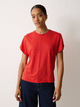 Linen Drape Sleeve Top | Red
