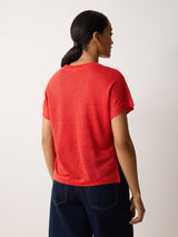 Linen Drape Sleeve Top | Red