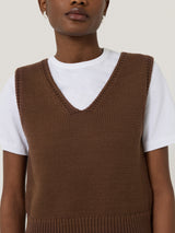 Chunky Cotton Blend V Tank | Brown