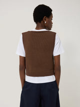 Chunky Cotton Blend V Tank | Brown