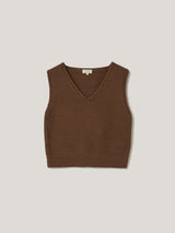 Chunky Cotton Blend V Tank | Brown
