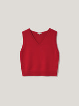 Chunky Cotton Blend V Tank | Red