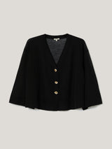 Sheer Linen Blend Cardigan | Black