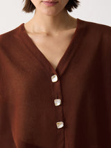 Sheer Linen Blend Cardigan | Brown