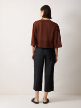 Sheer Linen Blend Cardigan | Brown