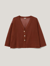 Sheer Linen Blend Cardigan | Brown