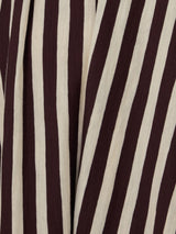 Drawstring Stripe Cotton Dress | Oxblood