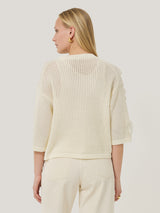 Floral Applique Knit Top | Cream