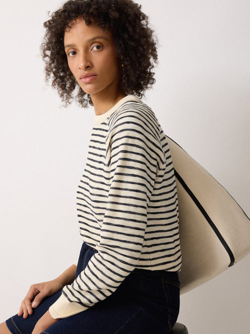 Textured Stripe Sweatshirt | Navy