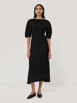 Angled Seams Jersey Dress | Black