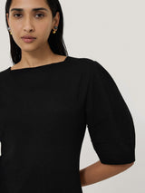 Angled Seams Jersey Dress | Black