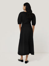 Angled Seams Jersey Dress | Black